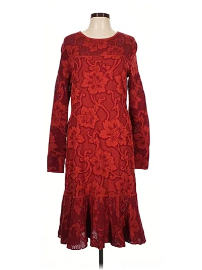 Pre-owned Peruvian Connection Casual Dress In Burgundy