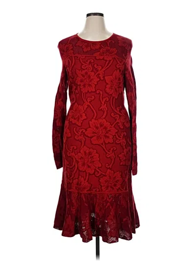 Pre-owned Peruvian Connection Cocktail Dress In Burgundy