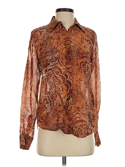 Pre-owned Peruvian Connection Long Sleeve Blouse In Brown