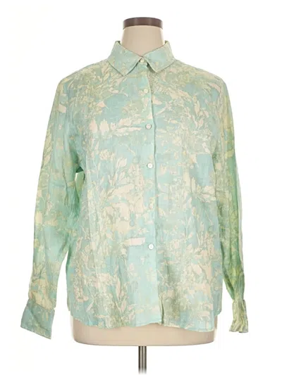Pre-owned Peruvian Connection Long Sleeve Blouse In Green