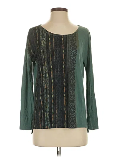 Pre-owned Peruvian Connection Long Sleeve Blouse In Green