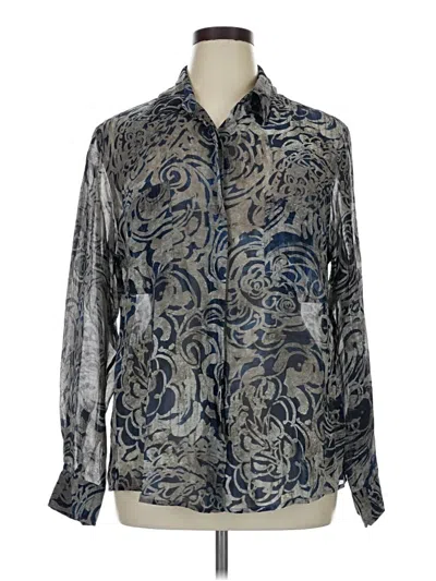 Pre-owned Peruvian Connection Long Sleeve Blouse In Silver