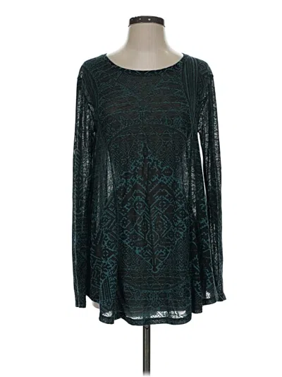 Pre-owned Peruvian Connection Long Sleeve Blouse In Teal