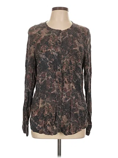 Pre-owned Peruvian Connection Long Sleeve Henley Shirt In Brown