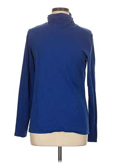 Pre-owned Peruvian Connection Long Sleeve Top Blue Turtleneck Tops