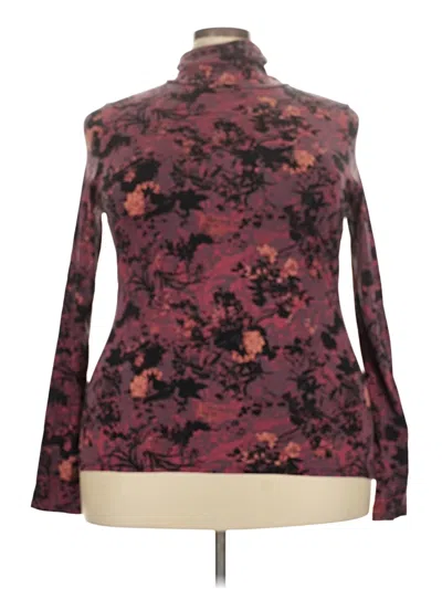 Pre-owned Peruvian Connection Long Sleeve Top Burgundy Turtleneck Tops