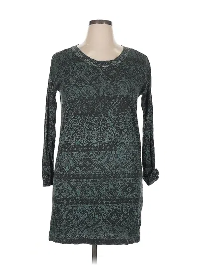 Pre-owned Peruvian Connection Long Sleeve Top Green Scoop Neck Tops