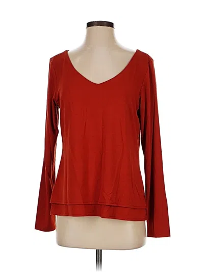 Pre-owned Peruvian Connection Long Sleeve Top Red Scoop Neck Tops