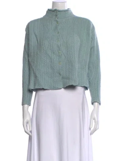 Pre-owned Peruvian Connection Merino Wool Patterned Sweater In Green