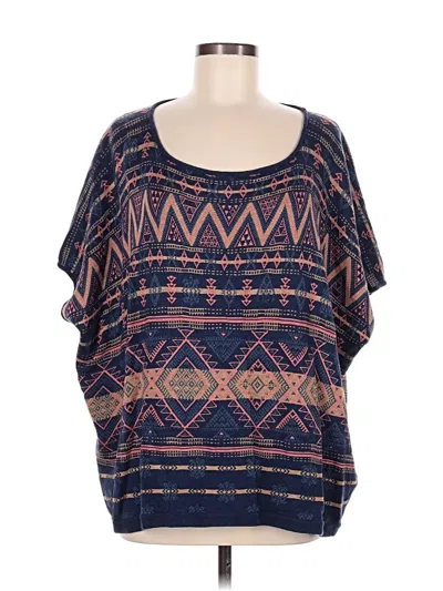 Pre-owned Peruvian Connection Poncho In Blue