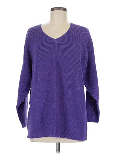 Pre-owned Peruvian Connection Pullover Sweater In Purple