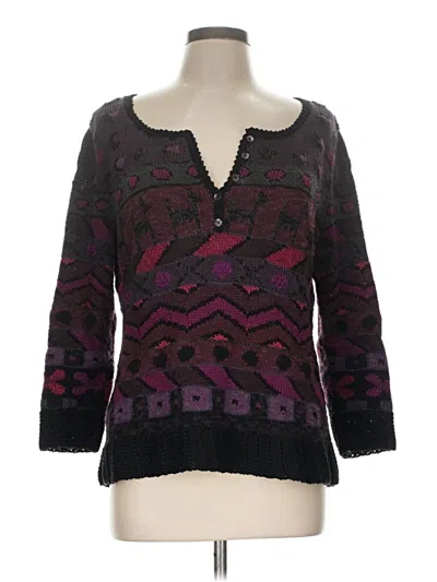 Pre-owned Peruvian Connection Pullover Sweater In Purple