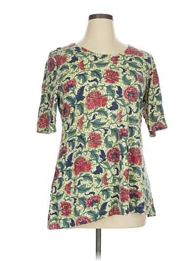 Pre-owned Peruvian Connection Short Sleeve Blouse In Green
