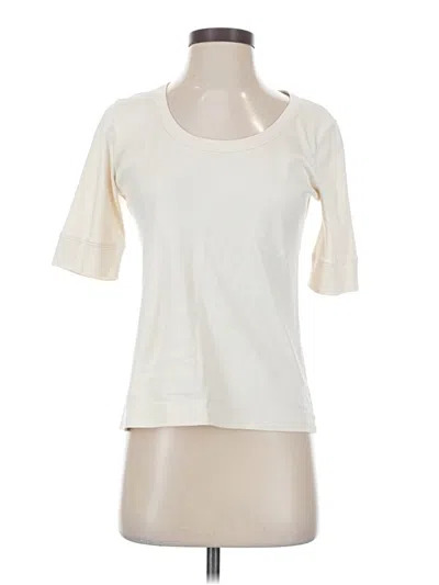 Pre-owned Peruvian Connection Short Sleeve Top Ivory Scoop Neck Tops In White