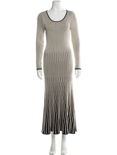 Pre-owned Peruvian Connection Striped Long Dress In Neutral