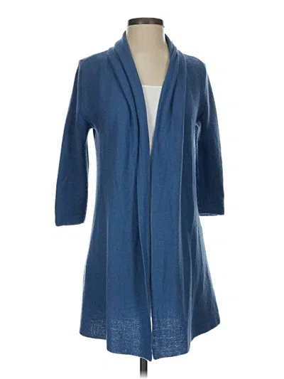 Pre-owned Peruvian Connection Wool Cardigan Sweater In Blue