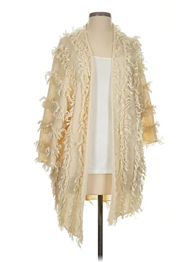 Pre-owned Peruvian Connection Wool Cardigan Sweater In White
