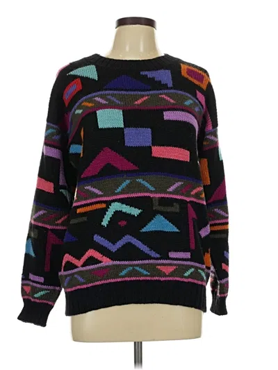 Pre-owned Peruvian Connection Wool Pullover Sweater In Black