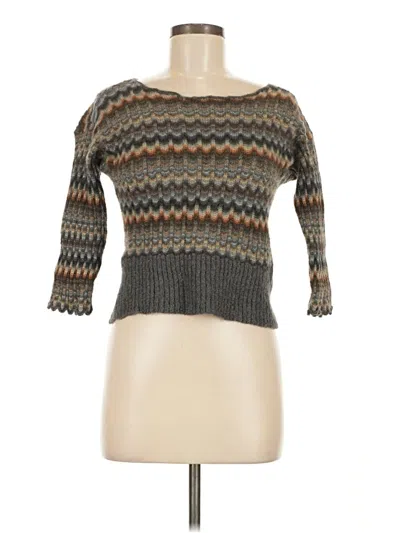 Pre-owned Peruvian Connection Wool Pullover Sweater In Gray