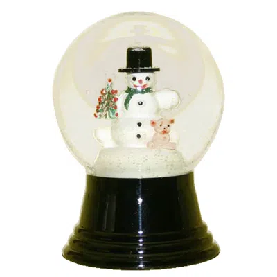 Perz Y Snowglobe - Medium Snowman With Bear - 5"h X 3"w X 3"d