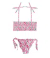 Pesciolino Rosso Bows Bandeau Bikini With Pink Flowers In Rosa