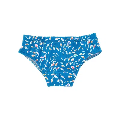 Pesciolino Rosso Fish Print Swimslip Kids In Blue