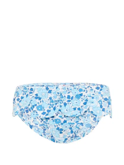 Pesciolino Rosso Kids' Floral Bikini Bottoms In Blue