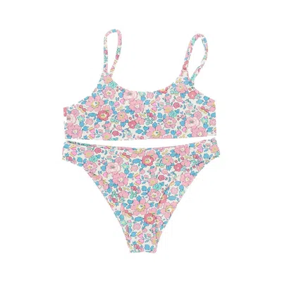 Pesciolino Rosso Floral Lycra Two-piece Swimsuit Kids In Multicolor
