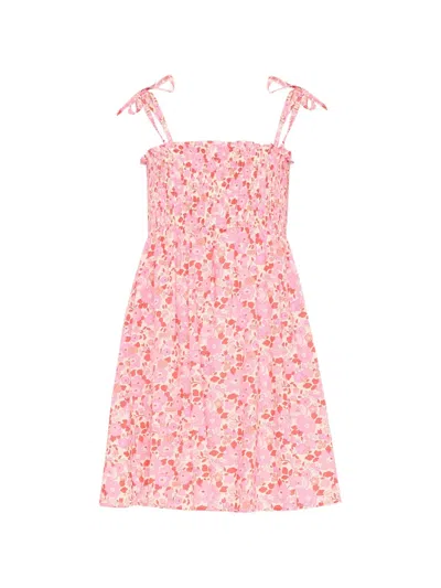 Pesciolino Rosso Kids' Floral Shirred Dress In Pink