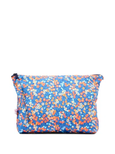 Pesciolino Rosso Kids' Floral Zip Pochette In Blue