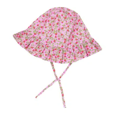 Pesciolino Rosso Kids' Hat With Strawberry In Rosa