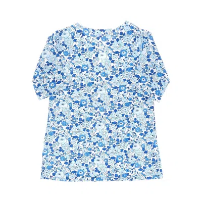 Pesciolino Rosso Liberty Cotton Caftan Kids In Blue