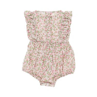 Pesciolino Rosso Liberty Cotton Romper Suit Kids In Pink