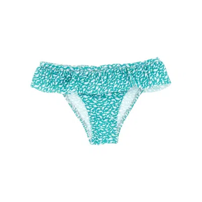 Pesciolino Rosso Liberty Fabric Ruffled Swim Briefs Kids In Blue