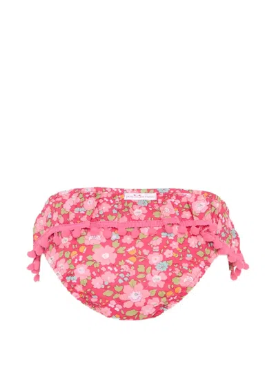 Pesciolino Rosso Kids' Liberty Floral Pom-pom Bikini Bottom In Pink