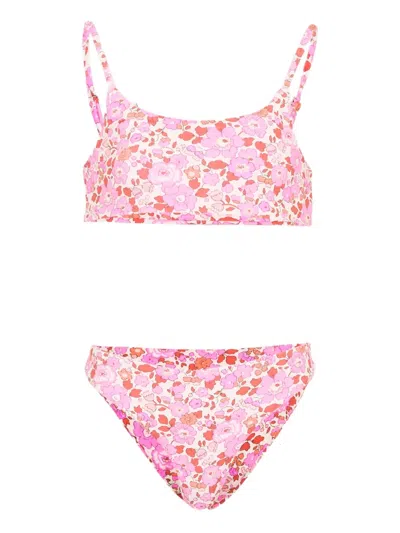 Pesciolino Rosso Kids' Liberty Floral-print Bikini In Pink