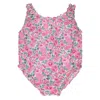 Pesciolino Rosso One-piece Swimsuit With Pink Flowers In Rosa