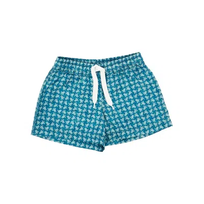 Pesciolino Rosso Printed Nylon Swimshorts Kids In Blue