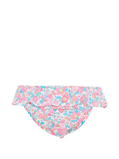 Pesciolino Rosso Kids' Ruffled Floral Bikini Bottoms In White