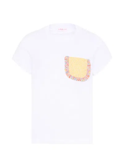 Pesciolino Rosso Kids' Ruffled T-shirt In White
