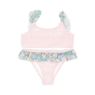 Pesciolino Rosso Ruffled Two-piece Swimsuit Kids In Pink
