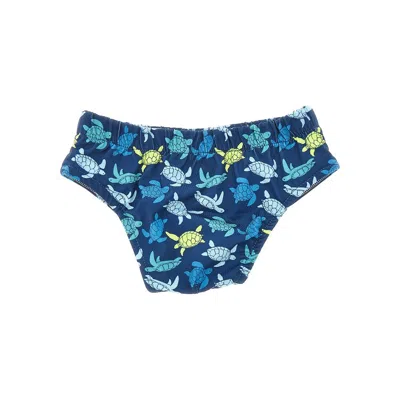 Pesciolino Rosso Turtle Print Swimslip Kids In Blue