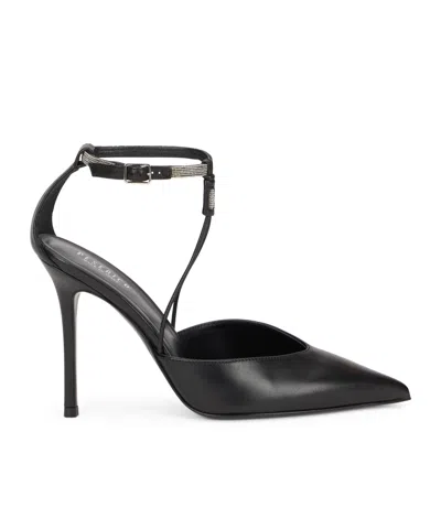 Peserico 10mm Rhinestone-embellished Leather Pumps In Black