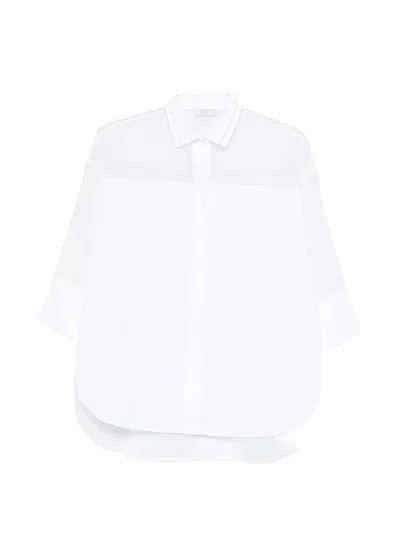 Peserico Organza Longline Shirt Sheer Fabric Collar In White