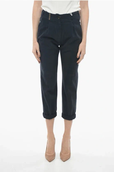 Peserico 4 Pocket Twill Cotton Blend Pants In Black