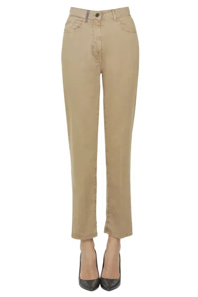 Peserico 5 Pockets Style Cotton Trousers In Brown