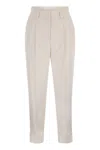 Peserico Pleated Cuffed-hem Trousers In Neutral