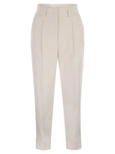 Peserico 500-stripe Velvet Trousers In White