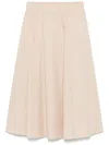 Peserico Flared Cotton Skirt Elastic Waistband In Neutral