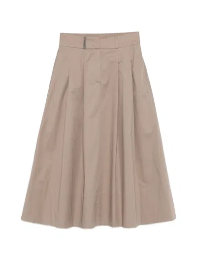 Peserico A-line Pleated Midi Skirt In Neutral